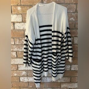 Goodnight Macaroon Black and White Striped Cardigan. Great condition. Size SML.